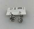 Silver White Crystal Flower Earrings