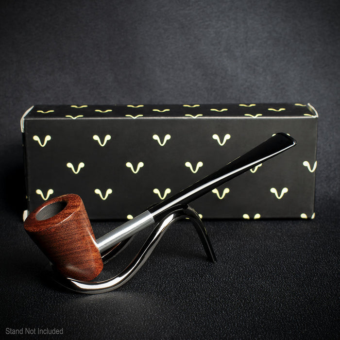 Smoke-King Metal Pipe Brown Poa Rosa Wood Cone Shape Bowl