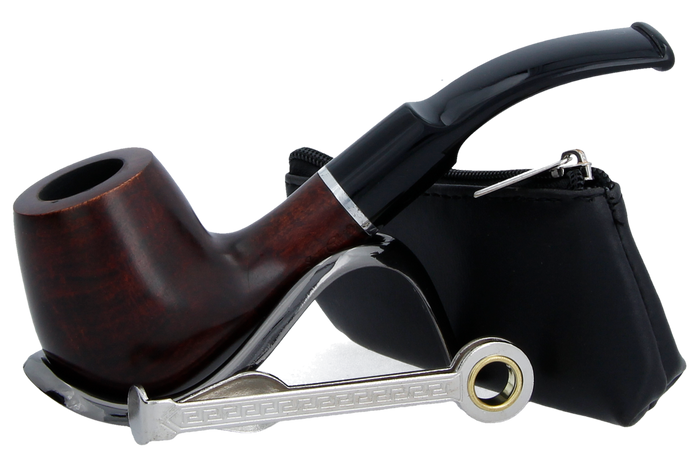 Smoke-King Pipe Smoker's Starter Kit - Half-Bent Briar Pipe