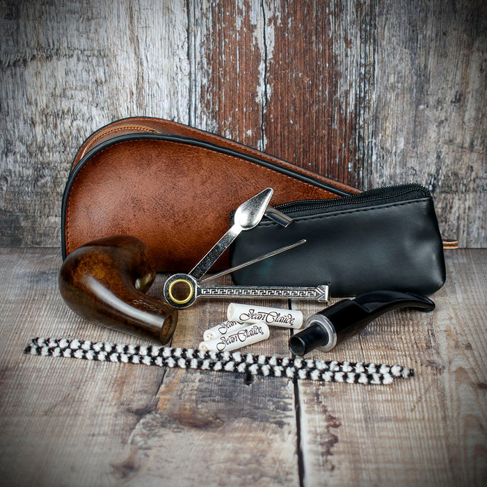 Smoke-King Pipe Smoker's  Starter Set - Half-Bent Briar Pipe