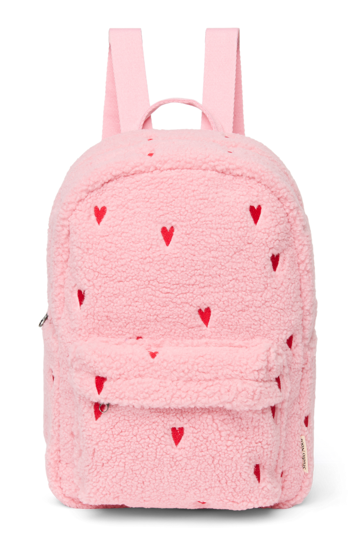 Studio Noos | Teddy Midi Backpack | Light Pink Hearts