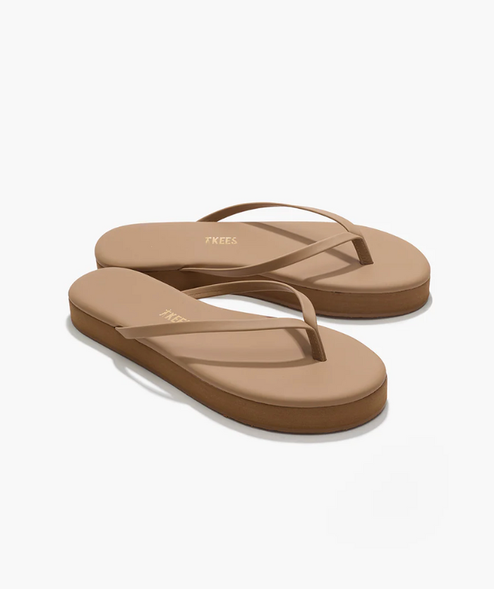 Pair of beige sandals on a white background