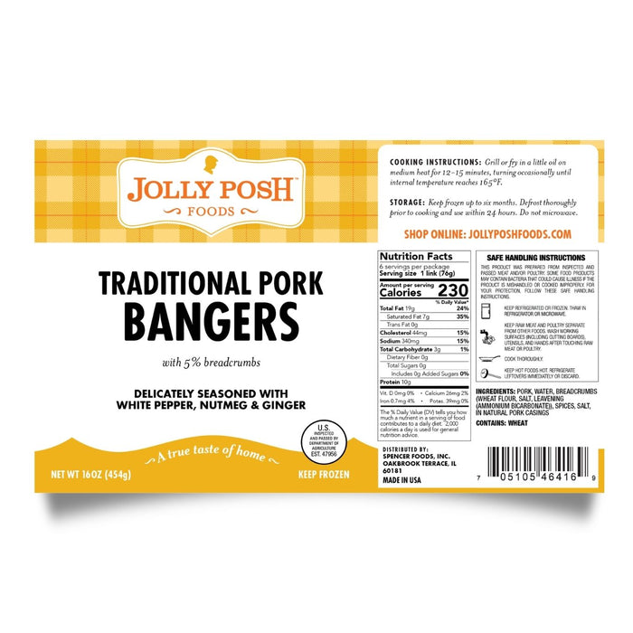 Traditional Pork Bangers: 1lb