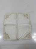 Vintage 1900s White Linen Handkerchief with Intricate Lace Border