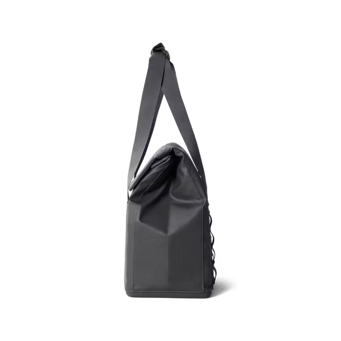 Black shoulder bag on a white background