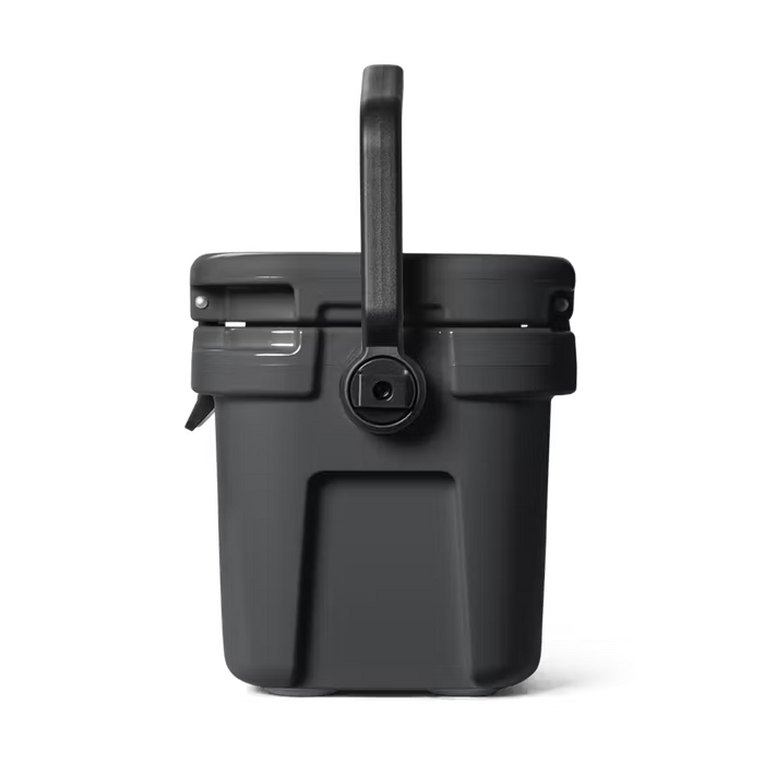 Black cooler with a handle on a white background