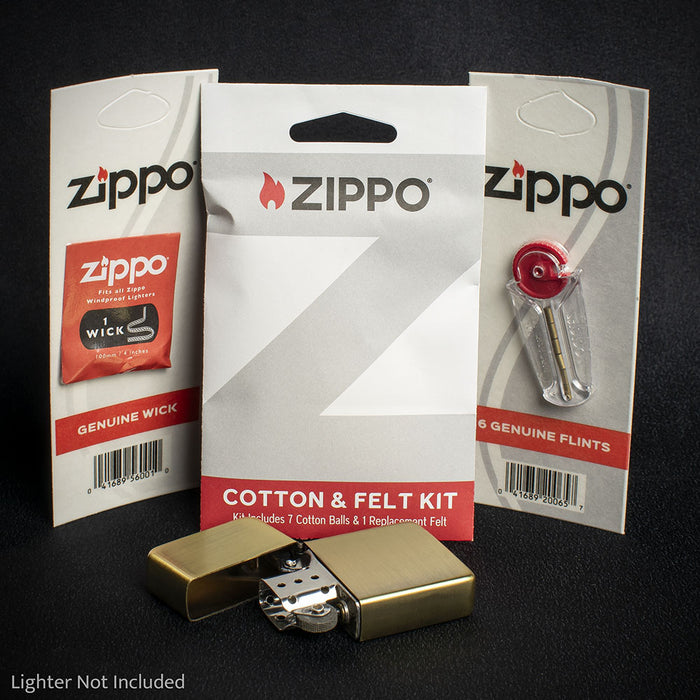 Zippo Lighter Maintenance - Service Kit - Cotton, Felt, Wick & Flints
