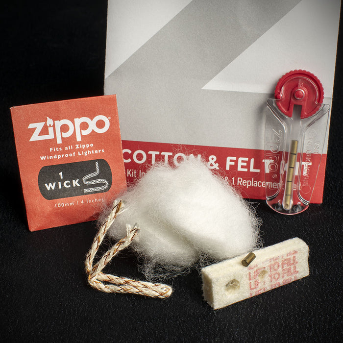 Zippo Lighter Maintenance - Service Kit - Cotton, Felt, Wick & Flints