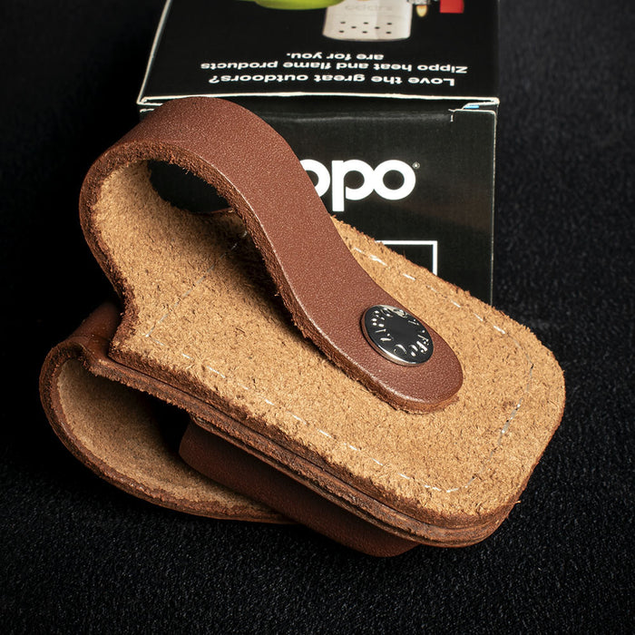 Zippo Lighter Pouch With Belt Loop - Brown Leather